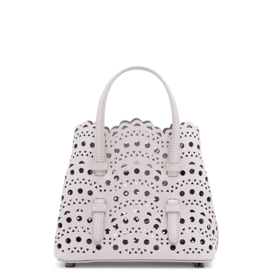 ALAIA Mini Mina 16 Leather Tote in Grey