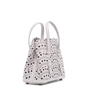 ALAIA Mini Mina 16 Leather Tote in Grey