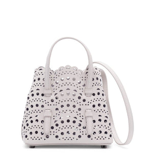 ALAIA Mini Mina 16 Leather Tote in Grey