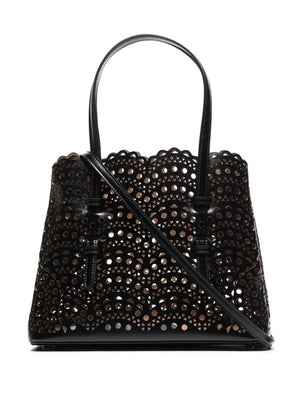 Black Cut-Out Leather Handbag for Women
