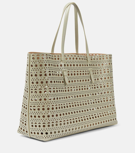 ALAIA Perforated Leather Tote Handbag for Women in Black