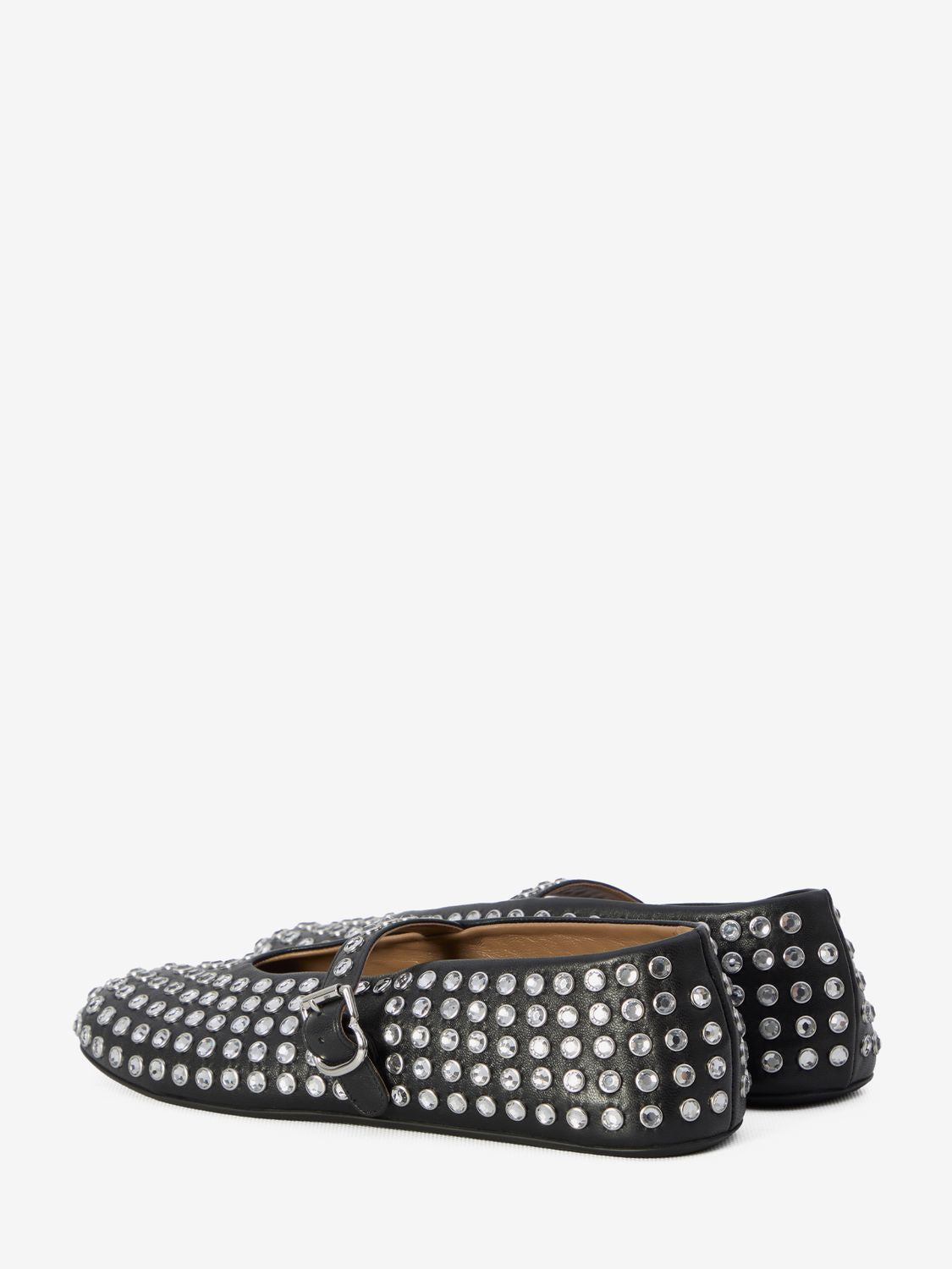 ALAIA Black Strass Lambskin Ballet Flats for Women - SS24