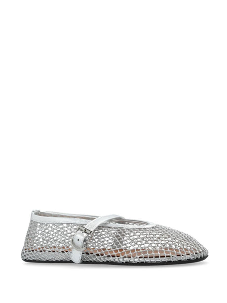 ALAIA Fishnet Ballerina Flats with Adjustable Strap