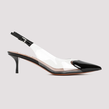 ALAIA Le Coeur Slingback in Black Patent Lambskin with Transparent Inserts