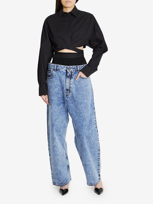 ALAIA Crossed Waist Cropped Shirt