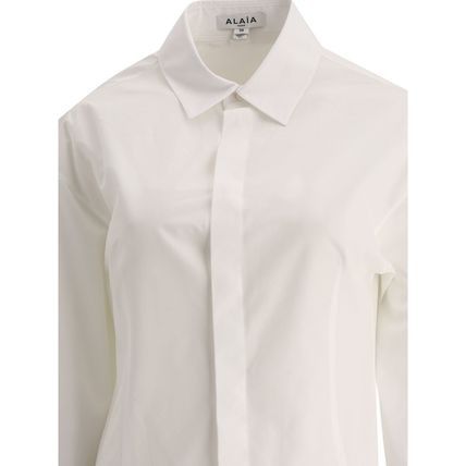 白コットンボディシャツ＆レースクロップドパンツ | スリムフィット、シャツ襟、フロントボタンプラケット | SS24