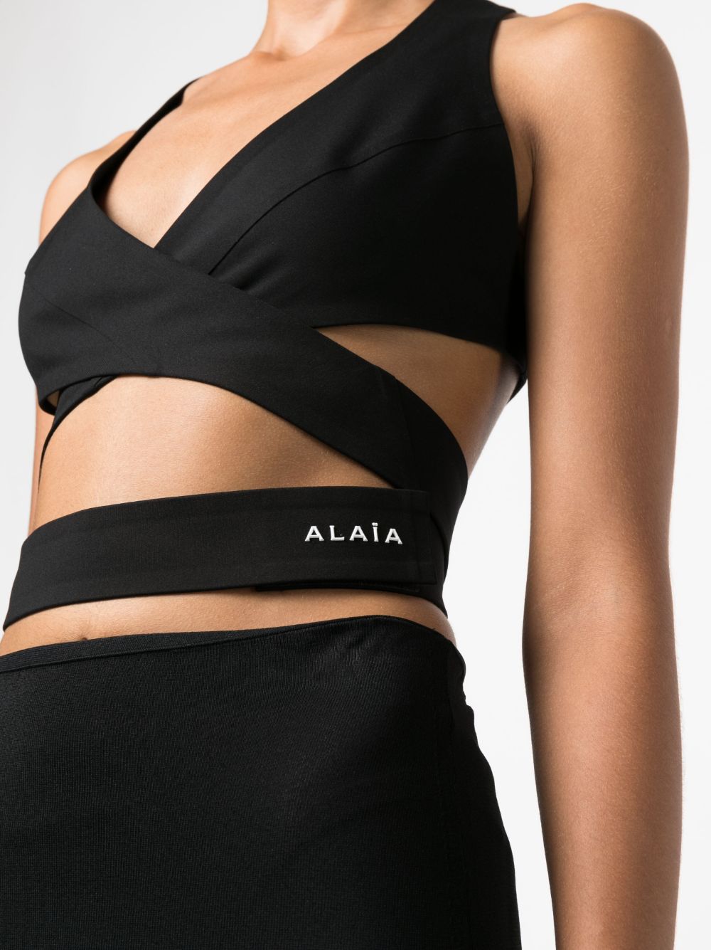 Crossover Sleeveless Crop Top from ALAIA Pre-Owned - Women's Black Top for FW23