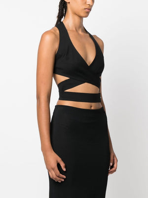 Crossover Sleeveless Crop Top from ALAIA Pre-Owned - Women's Black Top for FW23