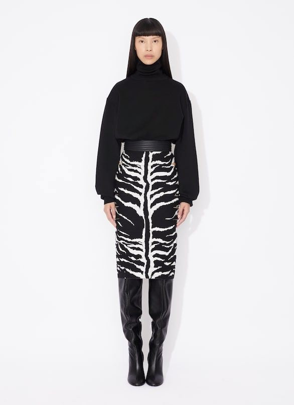 Zebra Print Pencil Skirt in Black - SS24 Collection