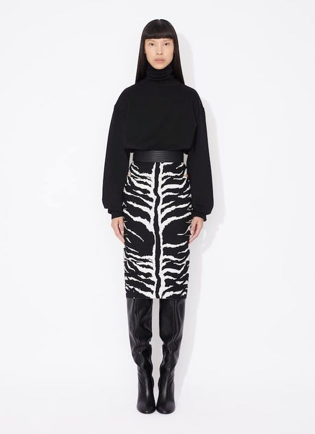 ALAIA Zebra Pencil Skirt in Black for Women | SS24