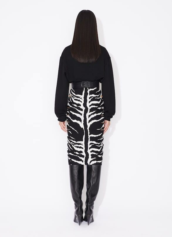 ALAIA Zebra Pencil Skirt in Black for Women | SS24