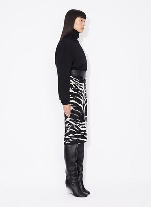 Black Zebra Print Pencil Skirt - SS24 Collection