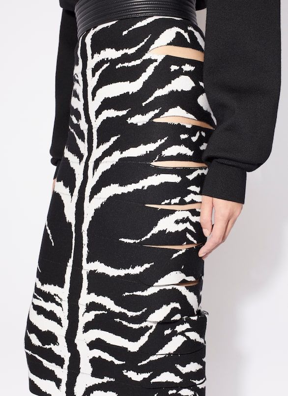 Black Zebra Print Pencil Skirt - SS24 Collection