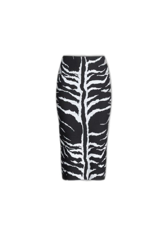 Black Zebra Print Pencil Skirt - SS24 Collection