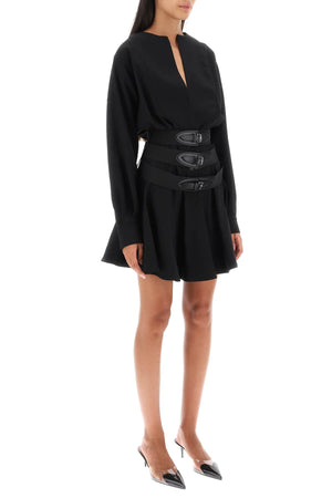 ALAIA Timeless Wool Dress with Coordinated Waist Belt for Women