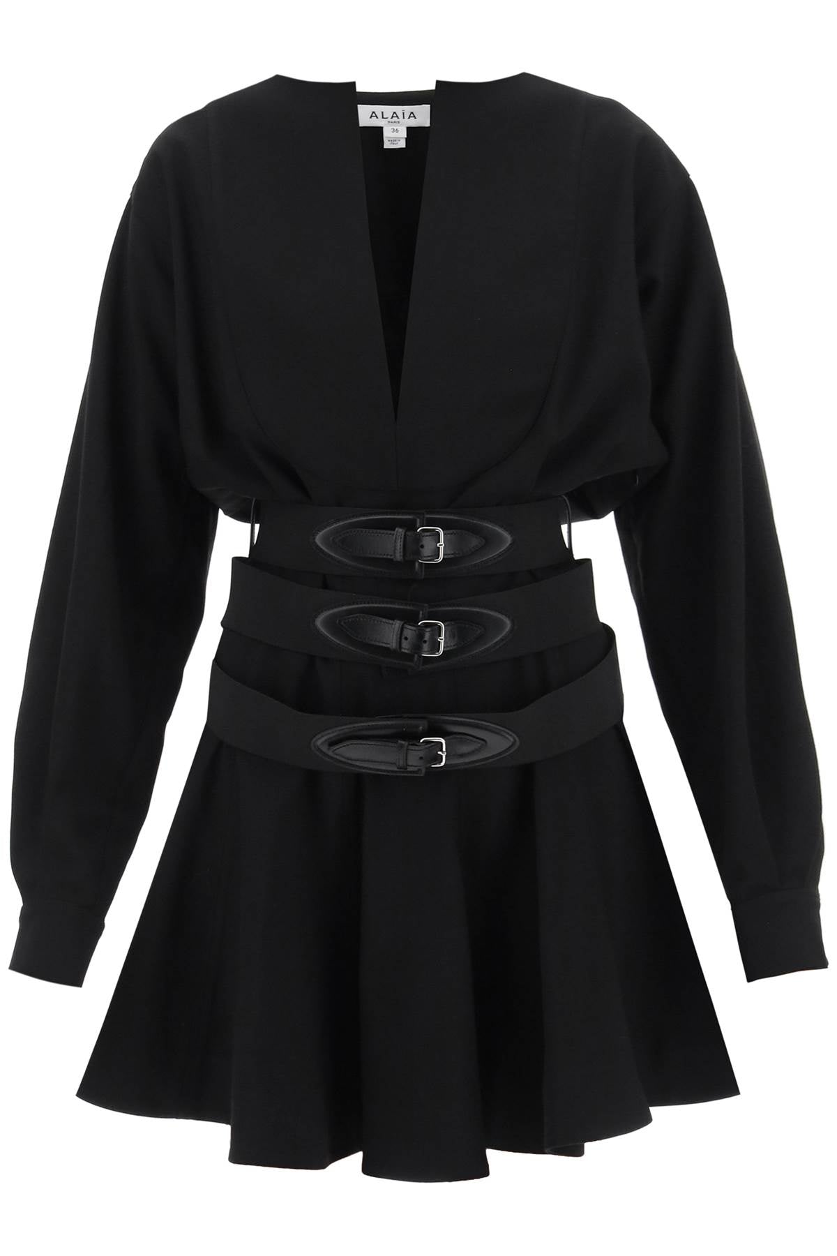 ALAIA Timeless Wool Dress with Coordinated Waist Belt for Women