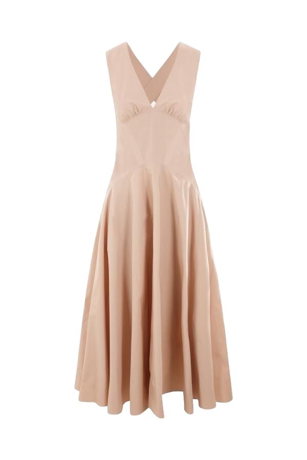 ALAIA Tan Cotton Long Dress for Women - SS24 Collection