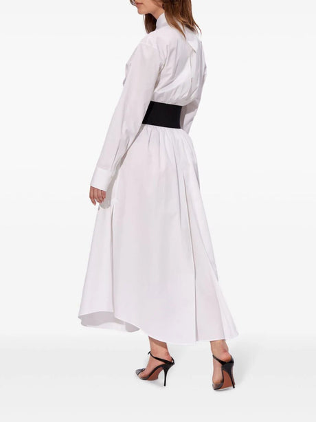 ALAIA Elegant Cotton Poplin Mini Dress with Leather Belt