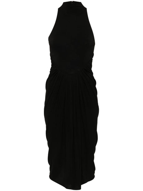 ALAIA Elegant Mid-Length Fitted Dress with High Collar