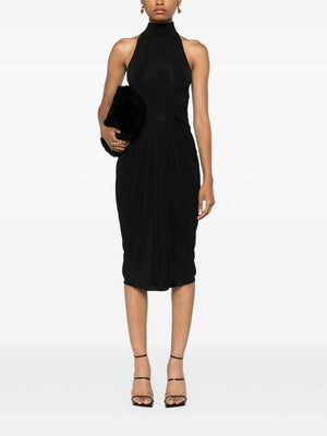 ALAIA Elegant Mid-Length Fitted Dress with High Collar