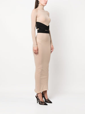 ALAIA Taupe Second Skin Knit Maxi Dress for Women - FW23