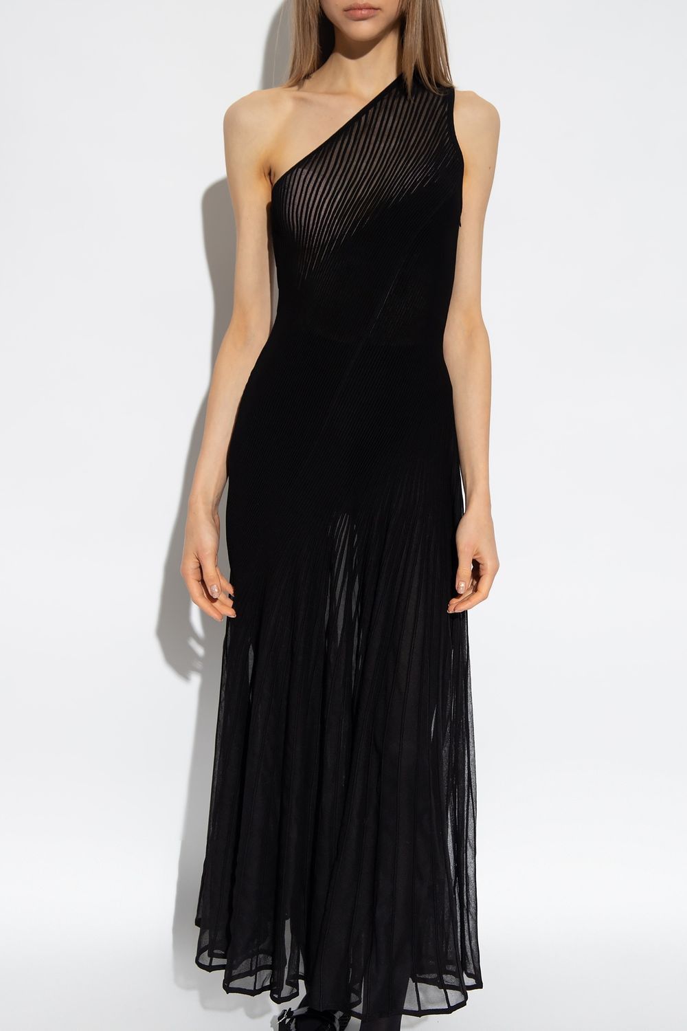 ALAIA Twisted Ribbed One Shoulder Dress for Women - Black