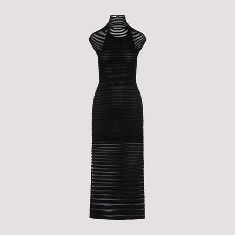 黒のレーヨンロングドレス - SS24コレクション