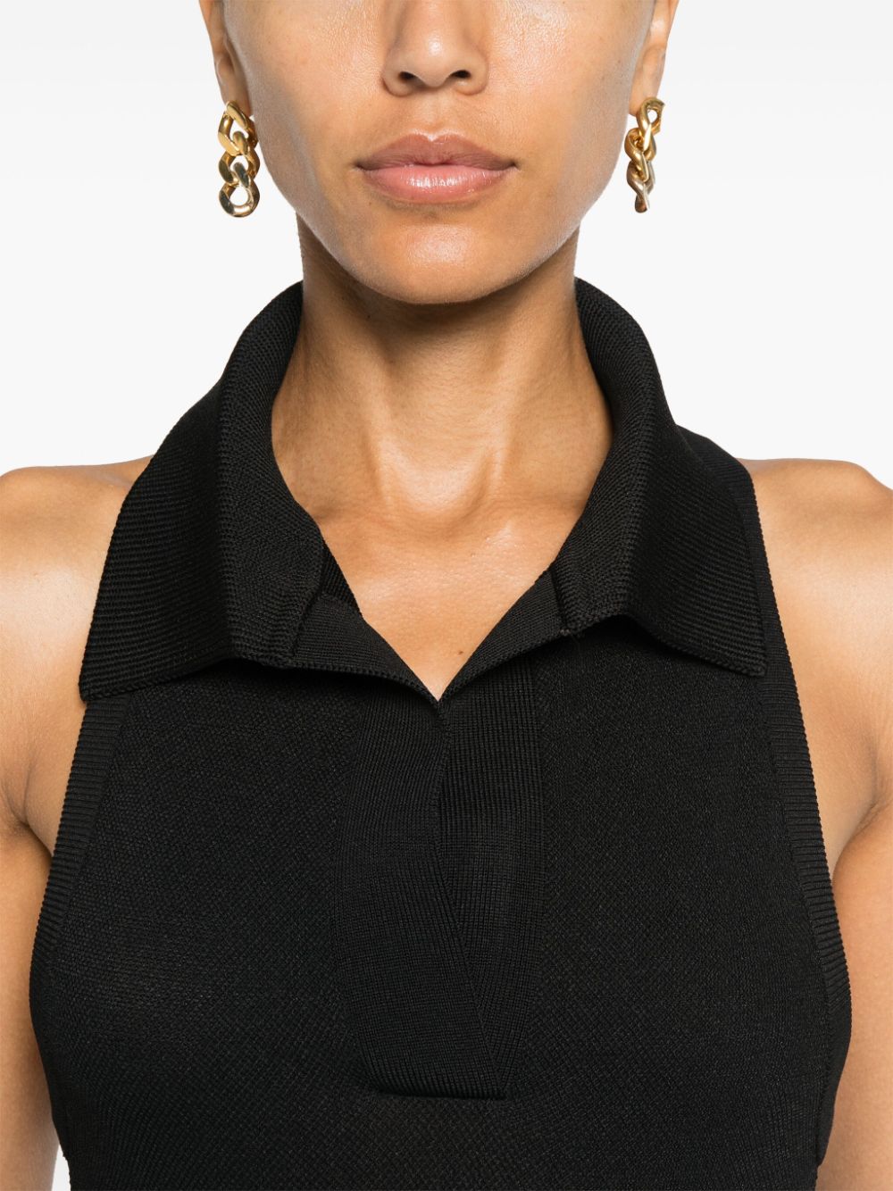 ALAIA Sleek Racerback Mini Polo Dress