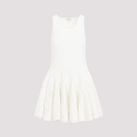ALAIA Elegant White Mini Skater Dress