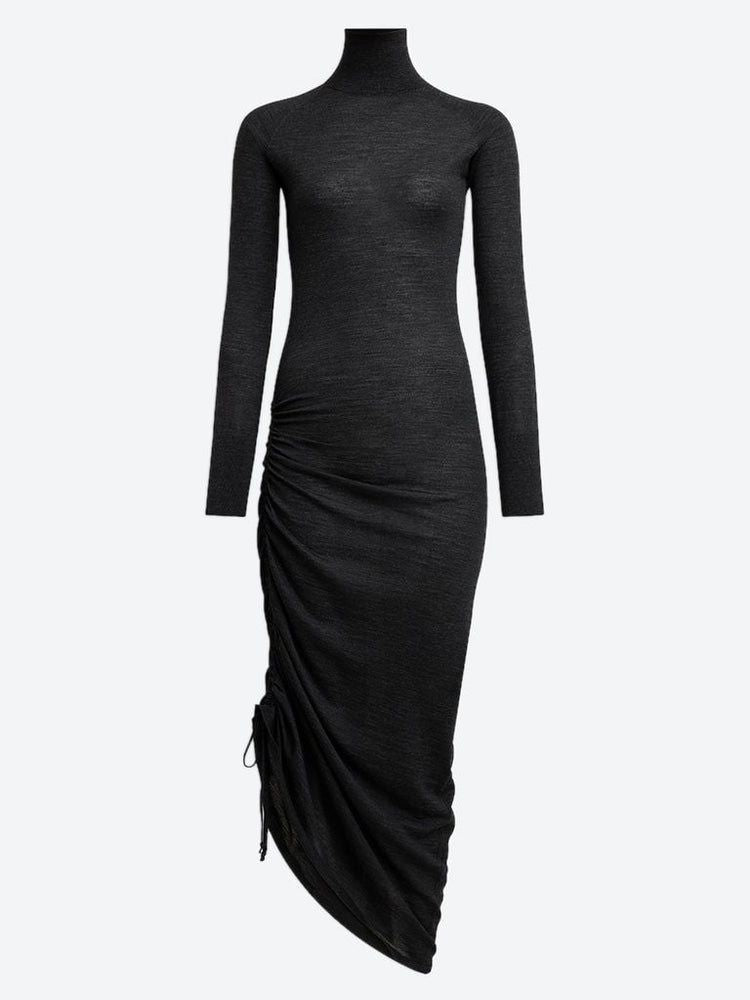 ALAIA Sheer Wool Knit Draped Dress - Mini Length