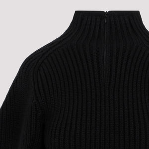 ALAIA Black High Neck Knit Sweater for Women - FW23