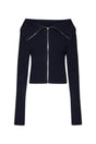 ALAIA Fitted Mini Cardigan with High Collar and Zipper Closure