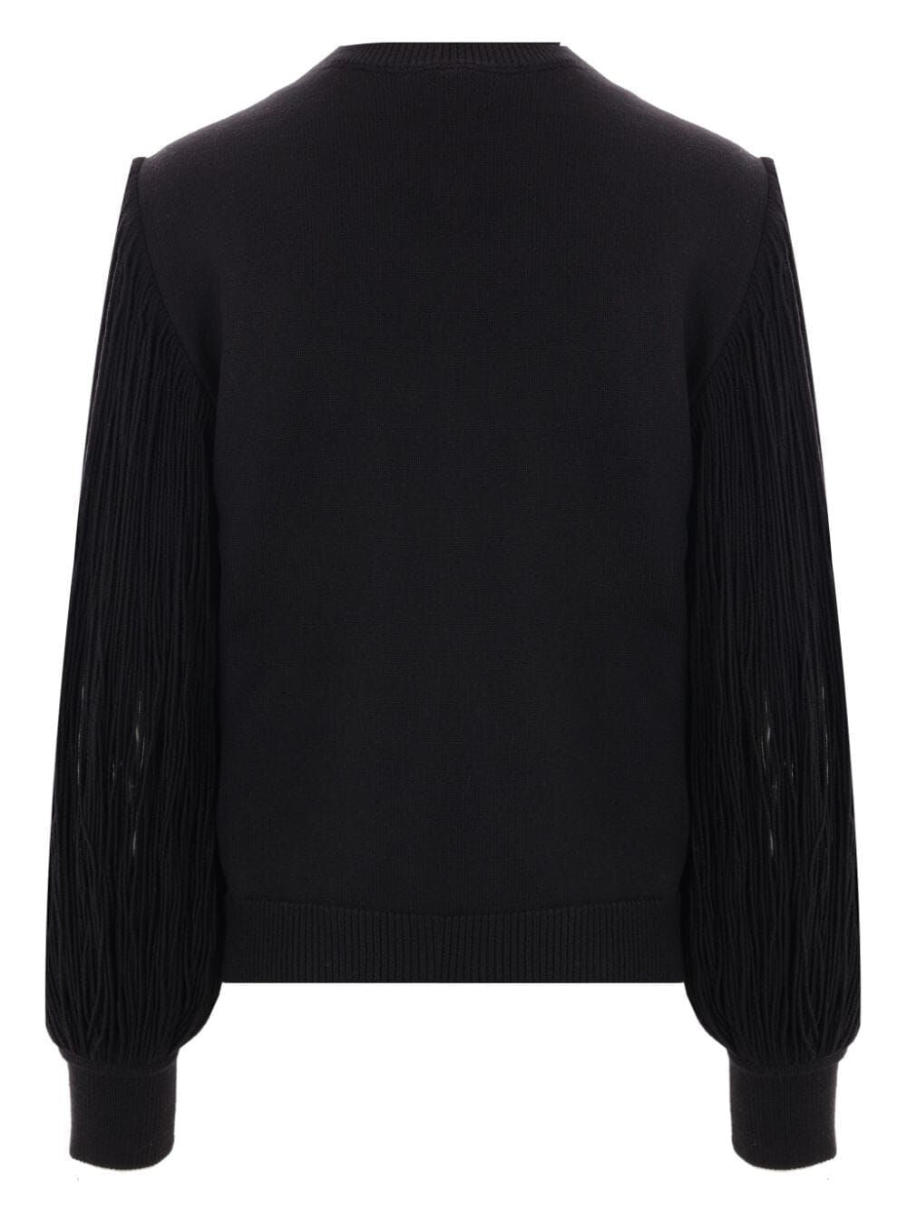 ALAIA Fringe Sleeve Black Tassel Sweater