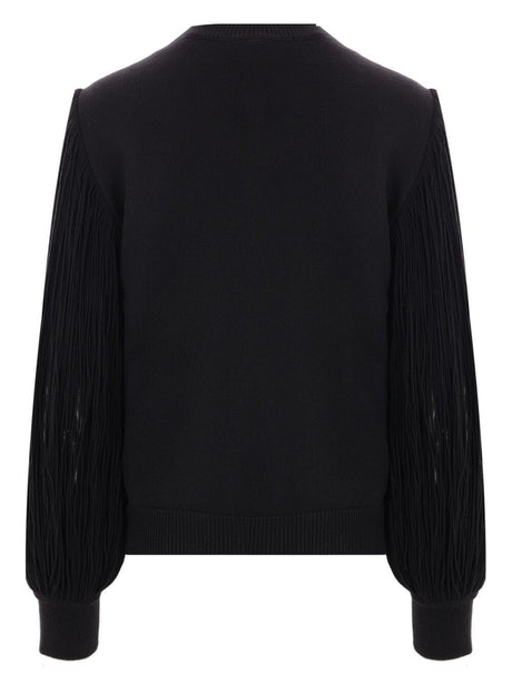 ALAIA Fringe Sleeve Black Tassel Sweater