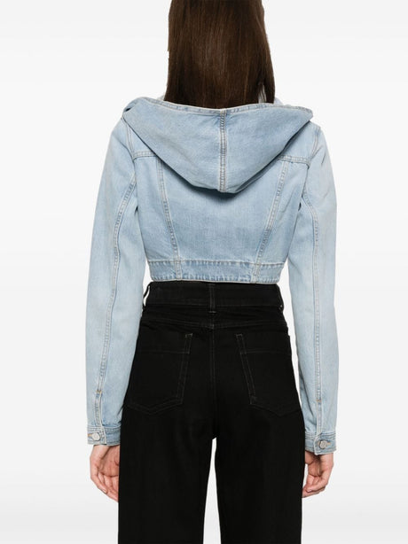 ALAIA Cropped Hooded Mini Denim Jacket