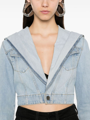 ALAIA Cropped Hooded Mini Denim Jacket