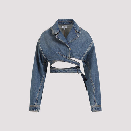 ALAIA Navy Denim Crossover Jacket for Women - Perfect for SS24