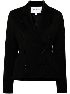 经典双排扣黑色女士SS24衣橱西服外套