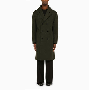 DOPPIAA Military Green Double-Breasted Wool Jacket for Men - FW23