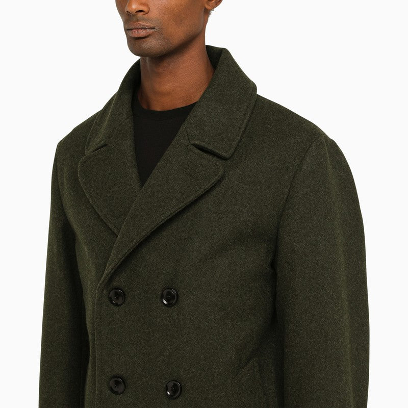 DOPPIAA Military Green Double-Breasted Wool Jacket for Men - FW23