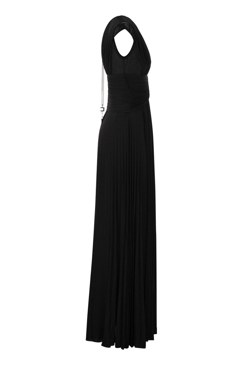 ELISABETTA FRANCHI Black Lurex T-Shirt Dress for the Red Carpet SS24