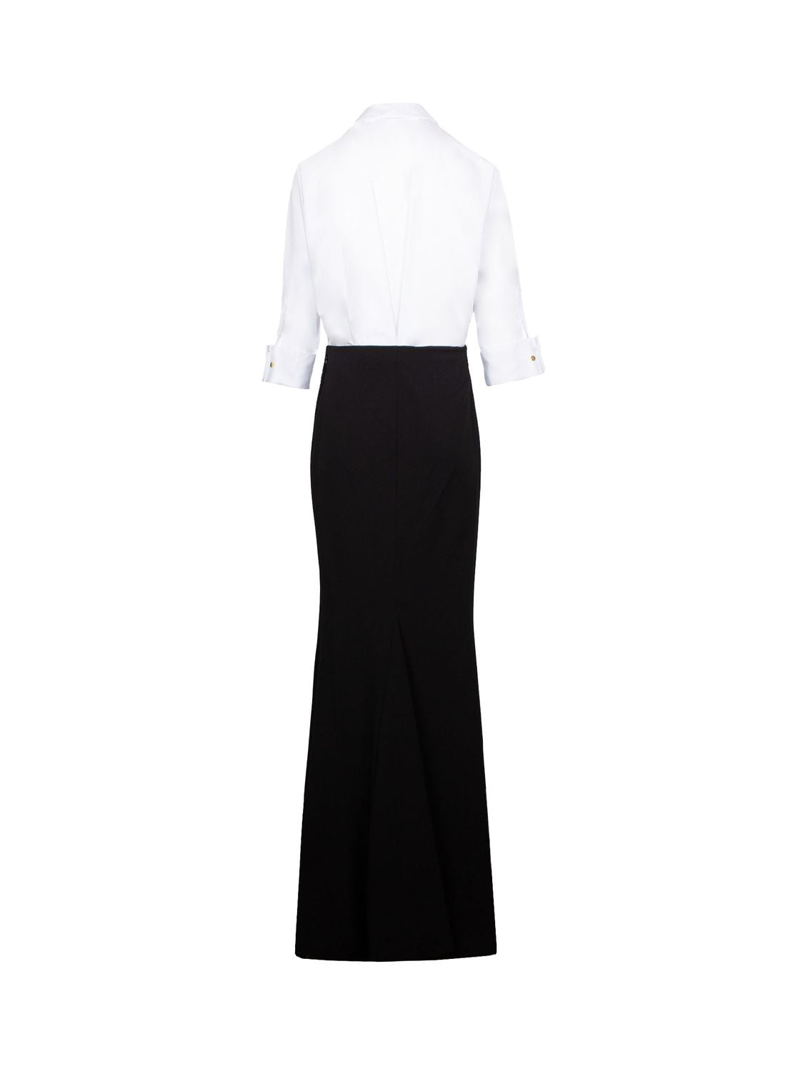 ELISABETTA FRANCHI Panelled Maxi Mermaid Dress in Black and White