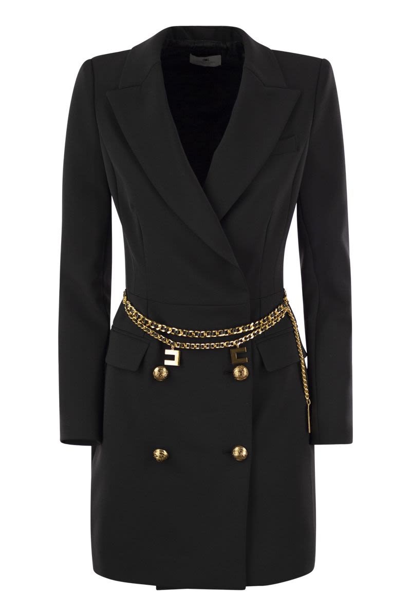 ELISABETTA FRANCHI Elegant Double-Breasted Black Suit Coat for Women