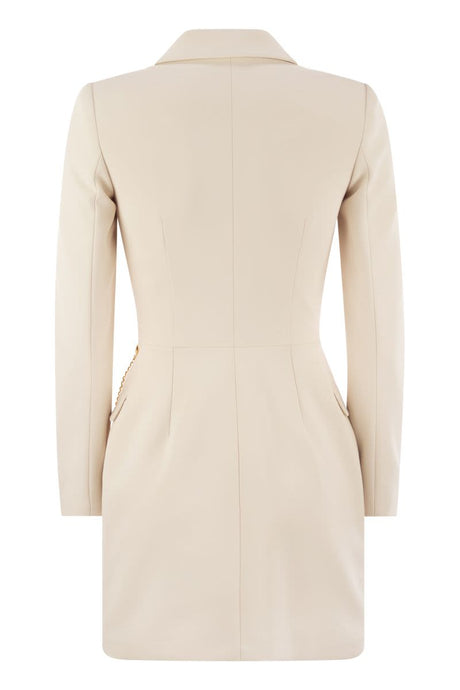 ELISABETTA FRANCHI Chic Natural Dress with Golden Chain Detail