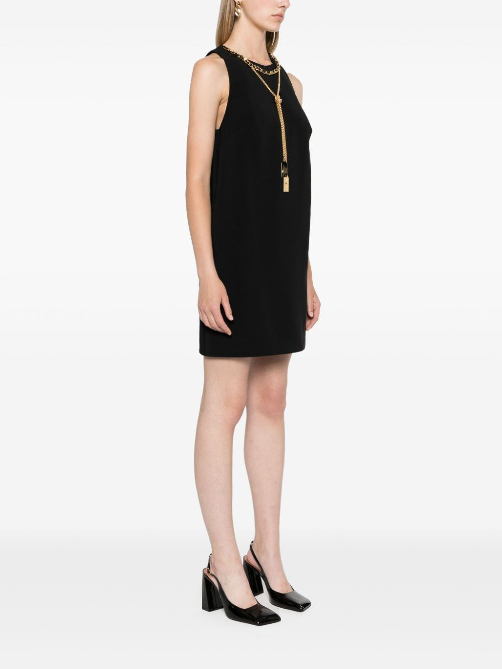 ELISABETTA FRANCHI Chic Long Black Dress with Chain Detail for Women