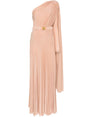 ELISABETTA FRANCHI One-Shoulder Blush Beige Dress with Draped Detailing