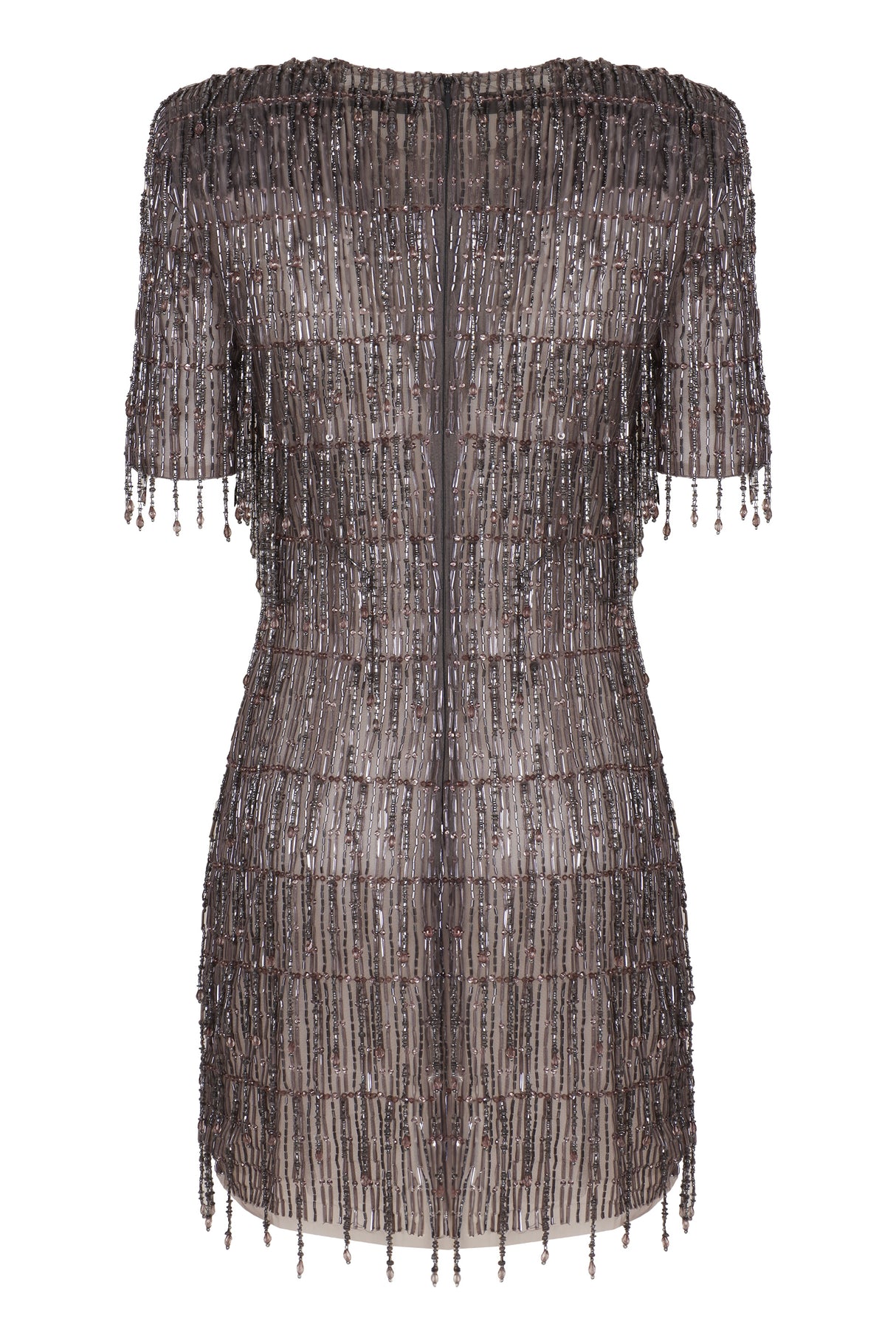 ELISABETTA FRANCHI Structured Shoulder Sequin Mini-Dress