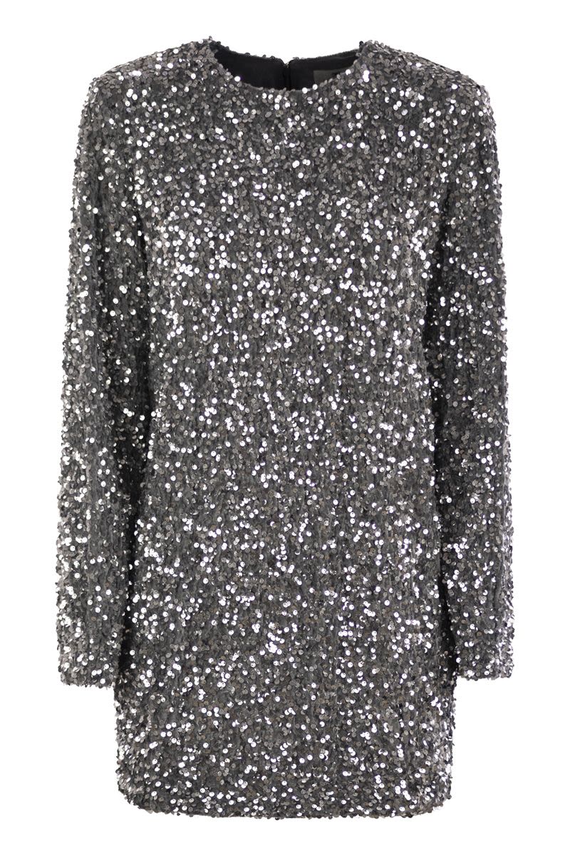 ELISABETTA FRANCHI Chic Boxy Mini Dress with Embroidery and Sequins