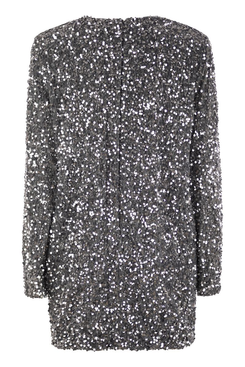 ELISABETTA FRANCHI Chic Boxy Mini Dress with Embroidery and Sequins