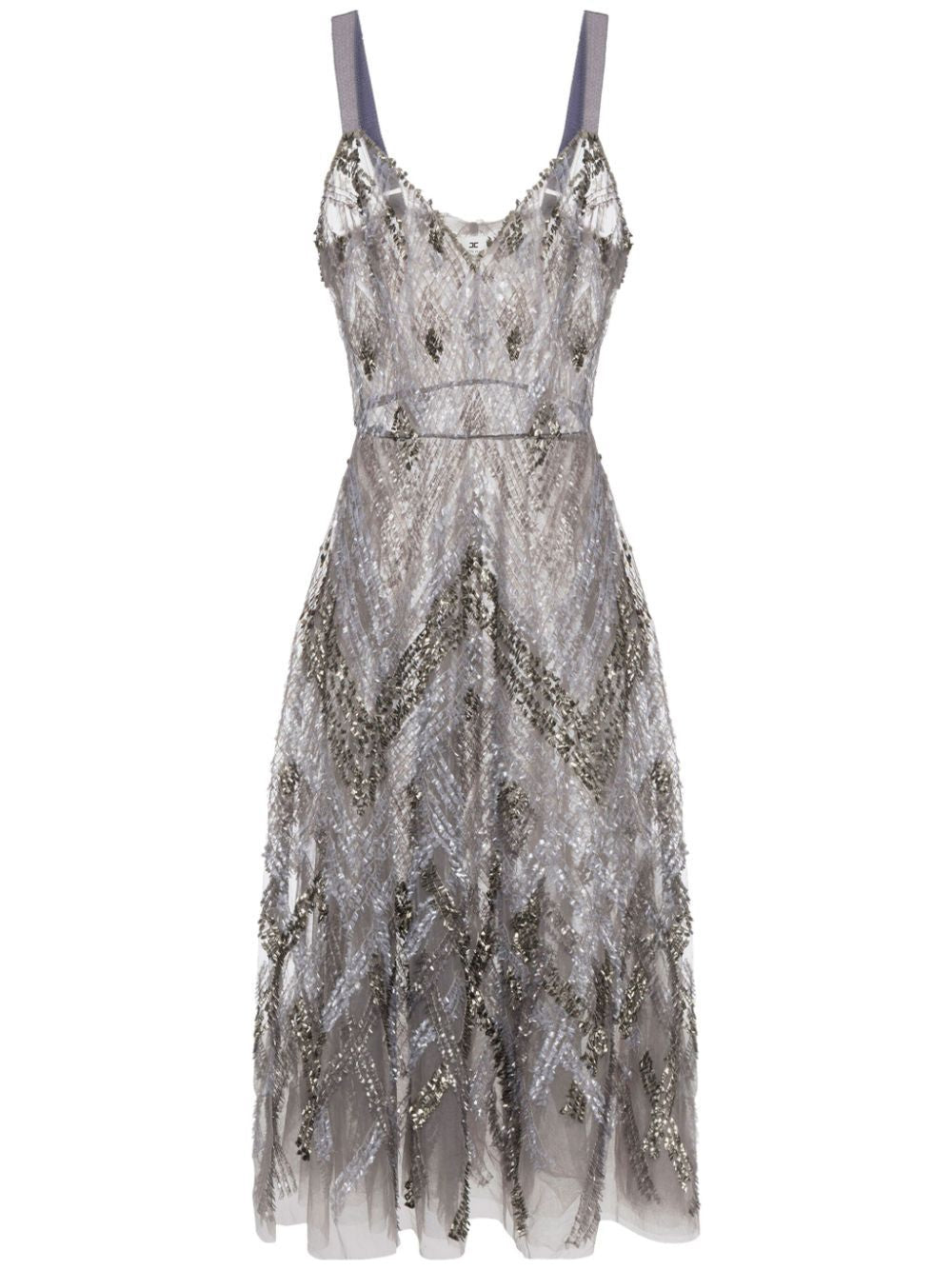 ELISABETTA FRANCHI Chevron Sequin Midi Dress for Women